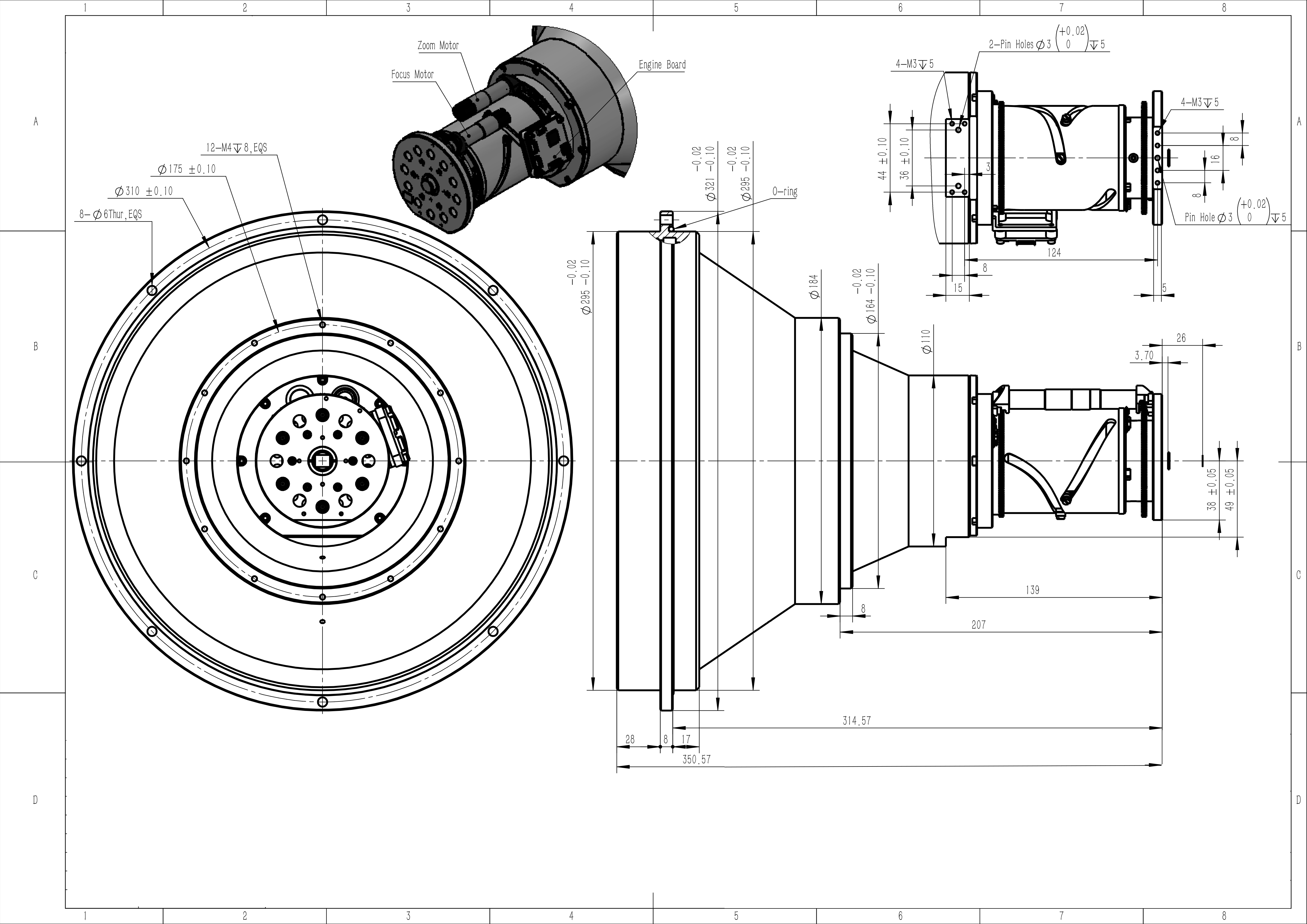 75-1100mm large size long range MWIR thermal lenses drawing